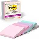 Post-it 100% Recycled Paper Super Sticky Notes, 2X The Sticking Power, 3x3 in, 5 Pads, 70 Sheets/Pad, Wanderlust Pastels Collection (654R-5SSNRP) (Orchid Frost, Fresh Mint, Washed Denim, Pebble Gray, Pink Salt)
