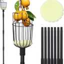 Fruit Picker Pole with Basket - 8.43FT(257CM) Adjustable Tree Gardening Supplies with Stainless Steel Handle Apple Picker Fruit Grabber Reach Tool for Mango Pear Orange Avocados Fruit Picking, Black