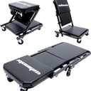 Mechanic Creeper 36 inches 3-in-1 Mode Z Seat 340lbs Capacity, Foldable Garage Adjustable Rolling Folding with 6pcs Wheels Roller, Lay Down Sit Lean Back, Under Car Auto Repair, Black, Man Gift