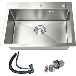 Drop In Kitchen Sink 28x18 Inch Inch, Stainless Steel Top Mount Kitchen Sink with Brushed Finish, 16 Gauge Single Bowl Workstation Sink, Drop In Kitchen Sink for Modern Kitchen, 28"x18"x8"