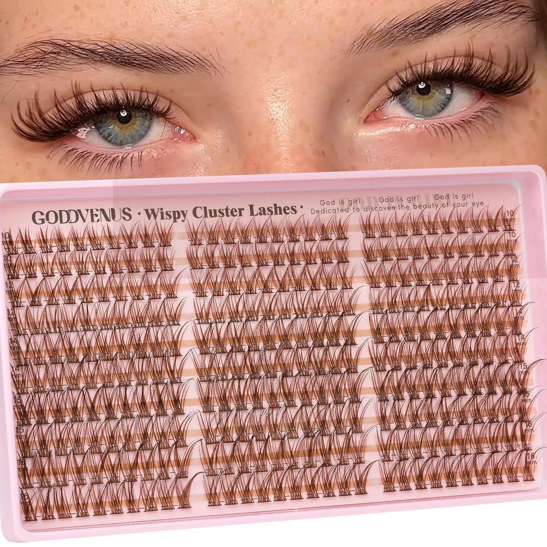 Goddvenus Lash Clusters Kit 914mm Wispy Eyelash Clusters Lashes Natural DIY Lash Extension Kit Short Cluster Eyelash Extensions Kit 300pcs C Curl Individual Lashes Cluster Eyelash (With Tweezers)