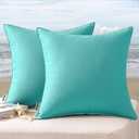 MIULEE Pack of 2 Decorative Outdoor Waterproof Pillow Covers Square Garden Cushion Sham Throw Pillowcase Shell for Spring Patio Tent Couch 20x20 Inch Light Green (20" x 20" (Pack of 2))