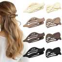 8 Pcs French Flat Hair Clips for Women Matte Claw Clips for Thick & Thin Hair No-Slip Hair Claw Strong Hold Styling Barrettes Accessories