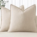 MIULEE Decorative Linen Euro Sham Pillow Covers 24x24 Natural Beige ​Boho Farmhouse​ ​Neutral Couch Throw Pillows for Bed Pack of 1 Accent Modern Pillowcase Sofa Livingroom Home Decor