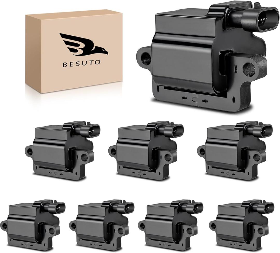 Besuto Square Ignition Coils SET OF 8 Compatible with Chevy Silverado 1500 5.3L 4.8L 1999-2006Tahoe 5.3L 2000-2006,Suburban 1500 5.3L 2000-2006,GMC Sierra 1500 5.3L 1999-2006 & More Replace UF271