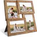4x6 Collage Picture Frames Set of 1, Multi Family Photo Frame with Real Glass, Displays Four 4x6 Photo, Wall Decor Wall Hanging or Tabletop, Distressed Brown