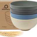 Wheat Straw Cereal Bowls, Reusable Bowls for Kitchen, Plastic Bowl Set of 4, Microwave and Dishwasher Safe Bowls for Salad, Soup, Oatmeal, Ramen, Camping, Kids, College Dorm, 26 OZ, Coastal Color
