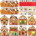 32 Pack Christmas Cards Xmas Crafts DIY Cards with Envelopes Merry Christmas Crafts Kit Greeting Card Stickers DIY for Xmas Party Supplies(Brown,Gingerbread)