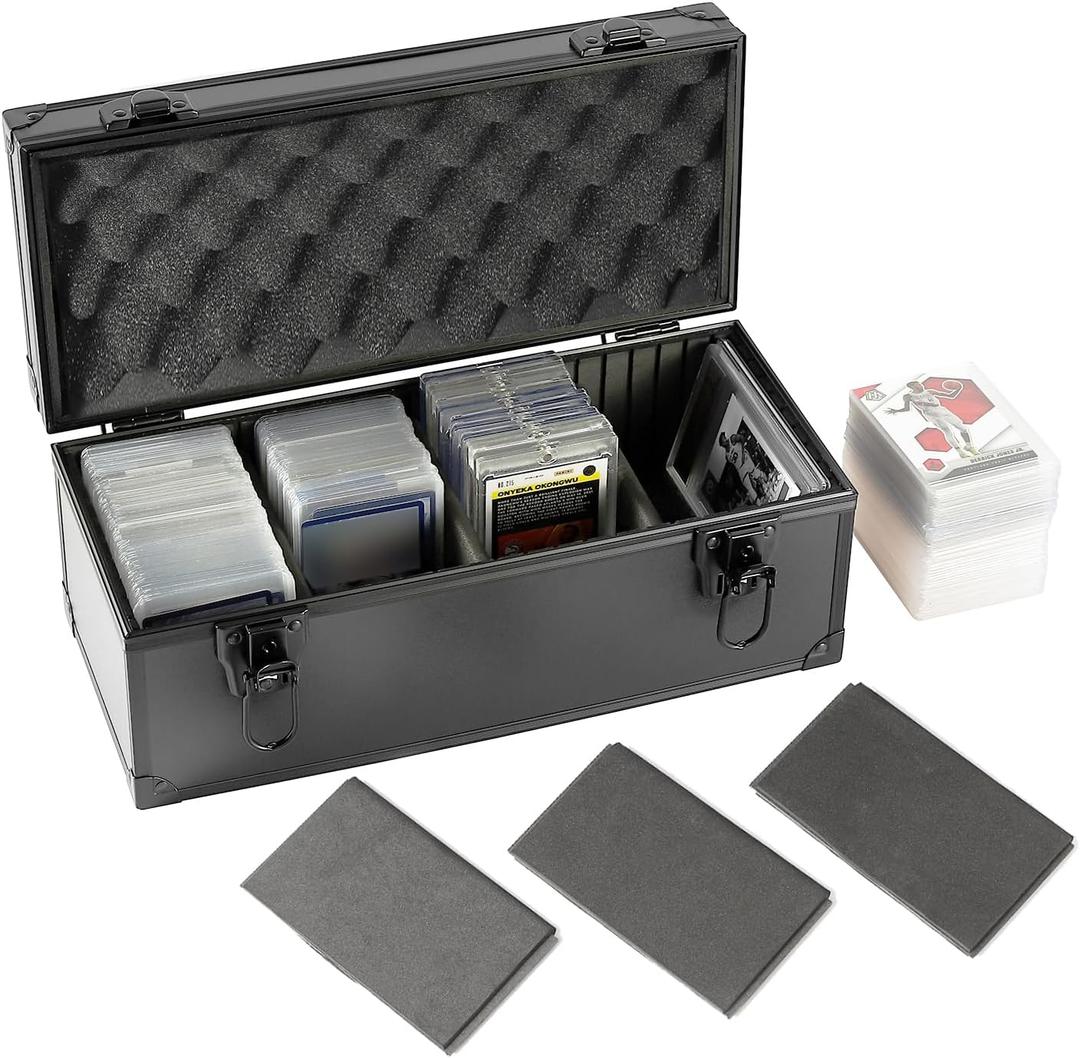 3" x 4" 35pt Rigid Card Storage Box with 3 Sponge Partitions, Holds 300 Toploaders, Compatible with Trading, Sports, Graded Cards & PSA BGS Rating Cards