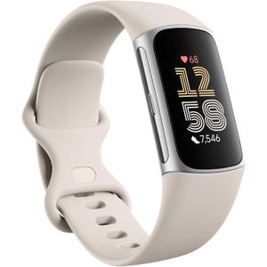 Fitbit Charge 6 Fitness Tracker with Google apps, Heart Rate on Exercise Equipment, 6-Months Premium Membership Included, GPS, Health Tools and More, Porcelain/Silver, One Size (S & L Bands Included)