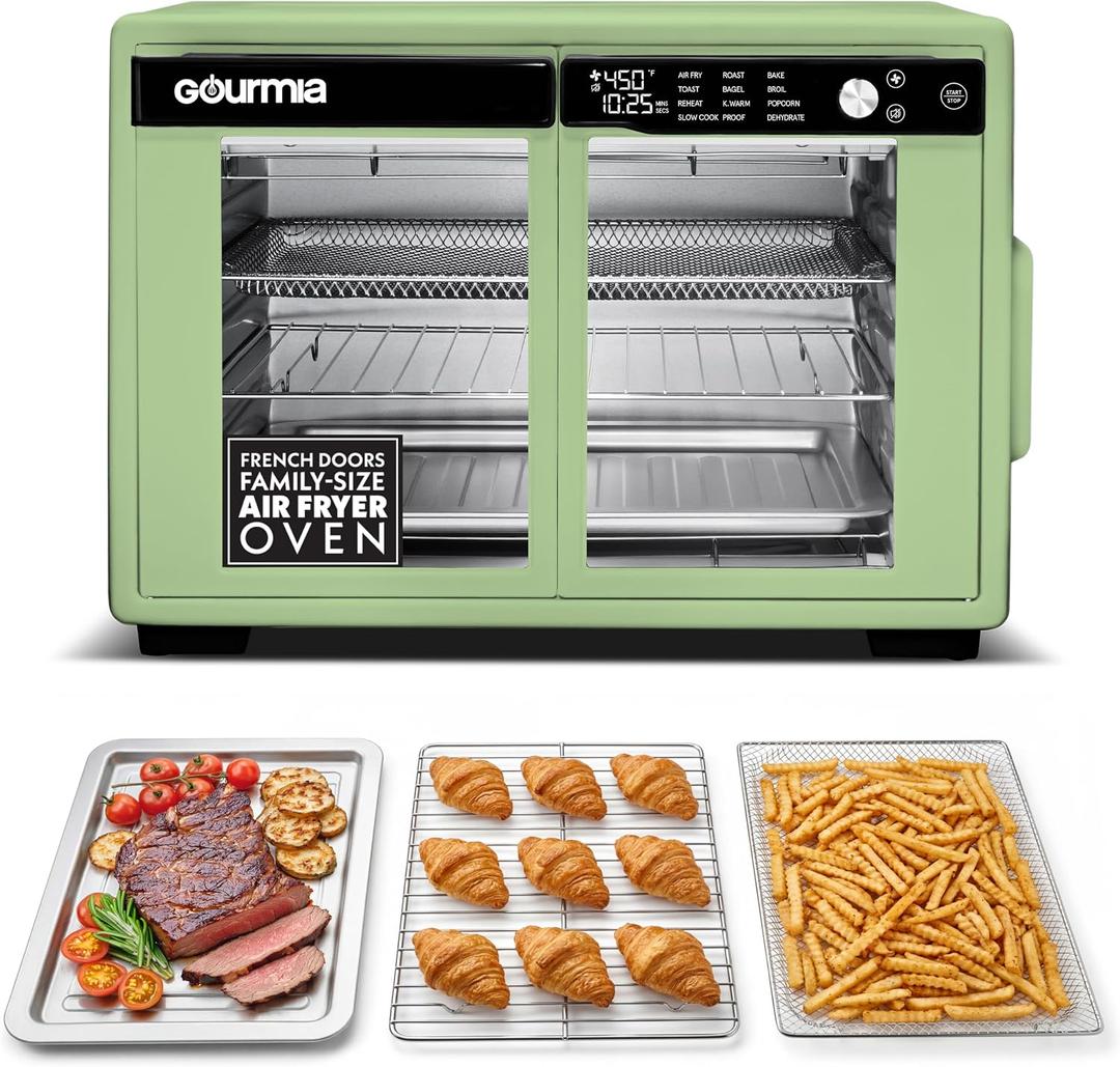 Gourmia Toaster Oven - 9-Slice Capacity, Digital Display, Green, 37 Qt