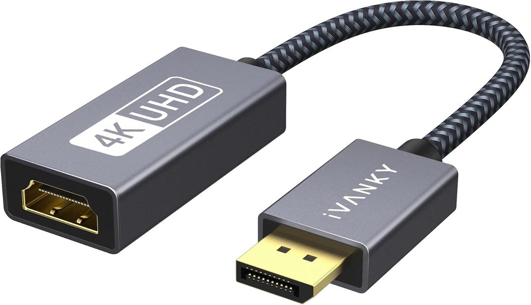 IVANKY Active DisplayPort to HDMI Adapter 4K@60Hz, Uni-Directional DP 1.2 to HDMI 2.0, Male to Female, Active DP to HDMI Adapter 4K 60Hz Compatible for Desktop,Tablets,AMD,NVIDIA,Monitor,Projector (Grey)