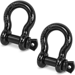 Heavy Duty D Ring Shackles, 3/4" Clevis Shackle with 7/8" Screw Pin, 44,000lbs Break Strength, for Tow Strap, Jeep, SUV, Pickup, Trailer, ATV, UTV (Black)