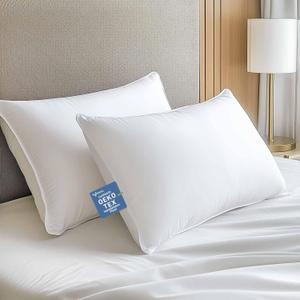 Hypoallergenic Viscose from Bamboo Soft Pillows with Down Alternative Filling, Queen Size set of 2, Breathable, Moisture-Wicking, Luxury Hotel Quality, Ideal for All Sleeper, Oeko-Tex Certified