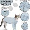 Cat Neuter Surgery Recovery Suit Male, Anti-Licking Cats Spay Recovery Suit Female, Long Sleeve Prevent Shedding Body Suit Post Surgery, Breathable Cone & E Colla Alternative Cat Apparel L
