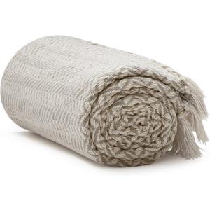 Americanflat 50x60 Throw Blanket - Soft and Breathable Cotton Throw Blanket for Couch, Bed, Chair - Decorative Blankets Perfect for Home, Office, or Outdoor Use - Cream and Beige Zig Zag Design