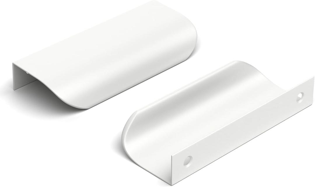 Goldenwarm 10 Pack Kitchen Cabinet Handles 3 Inch White Finger Pulls for Cabinets Edge Pulls Kitchen Hardware for Dresser Drawers,Aluminum Alloy (Hole Center:76mm(3in))