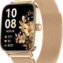 Smart Watch for Men Women, 1.85" HD Smartwatch Compatible iPhone/Samsung/Android (Answer/Make Calls), 100+ Sport Modes Fitness Tracker with Heart Rate/Sleep/Step Monitor, IP68 Waterproof, Metal Band