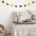 2Pcs Fall Decorations Harvest Wood Bead Garland, Yellow Orange Brown Felt Pumpkin Paper Maple Leaf Banner Rustic Fall Room Dcor for Fireplace Mantle Shelf Wall Thanksgiving Party Home Decor, 48"
