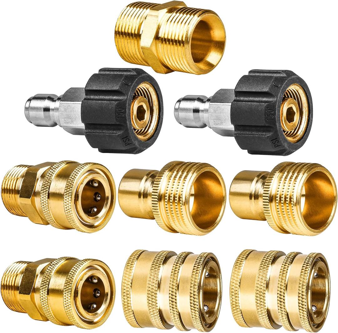 WOJET Pressure Washer Adapter Set, Quick Disconnect Kit, M22 Swivel to 3/8'' Quick Connect, 3/4" to Quick Release, M22 to M22 Convert