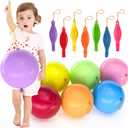 36pcs Punch Balloons Thickened neon Heavy Duty Punching Balloons with Rubber Bands Handle, 7 Colors Fun Bounce Balloons Birthday Party Favors for Kids Party Decorations