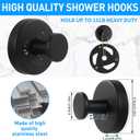 4 Pack Suction Cup Hooks for Shower, Exquisite Metal Shell & No Drill Towel Hooks for Bathroom Wall, Kitchen, Glass, Mirror, Tile to Hang Towels, Robes, Loofah - Matte Black