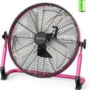 18” Portable Battery Operated Fan, Rechargeable Cordless Camping Fan Outdoor, USB Output, 360° Tilt, 10~60h Runtime, Quiet, Wireless, Metal Blade, For Travel Gazebo Home Garage Gym RV Barn