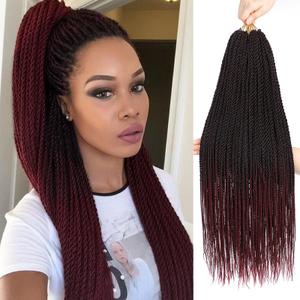 Senegalese Twist Crochet Hair for Black Women Ombre Red Micro Twist Crochet Hair Burgundy Pre Twisted Short Braids Crochet Hair 8 Packs 10 Inch