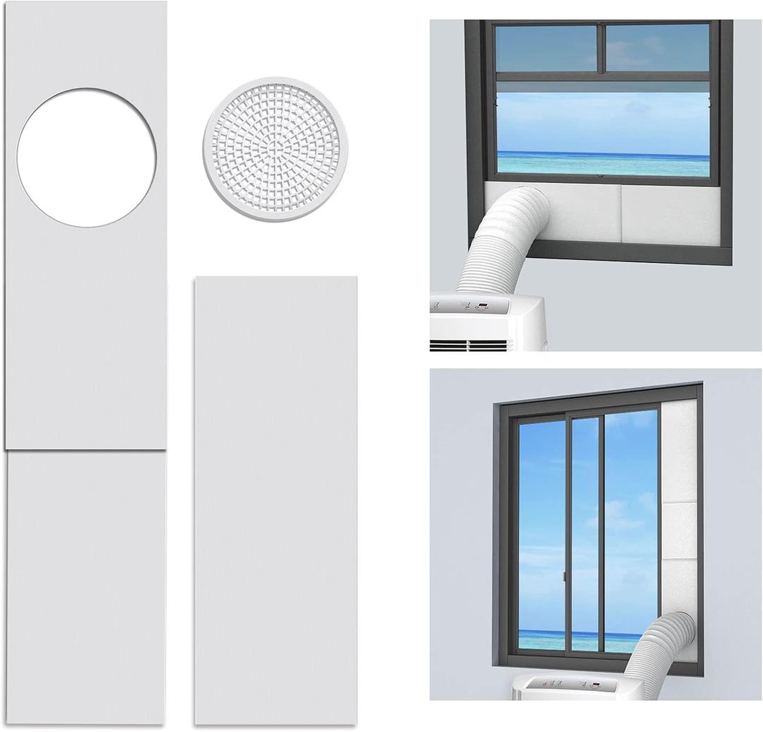 LBG Products Portable Air Conditioner Window Seal Plates Kit, Vertical AC Window Unit, Adjustable Seal AC Window Vent Kit for Exhaust Hose, Universal for Ducting with 5 inches Diameter