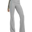 ODODOS Women's Foldover Pants 30"- Ultra Soft odSTRATUM Tech Performance Mid Rise Lounge Casual Yoga Pants, Pale Grey Heather,  XL