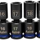 Astro Tools 78244M 11pc 1/2" Drive Mid-Length Pinless Universal Impact Sockets - Metric