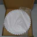 11.8 Inch Round Tray with Scalloped Edge, Decorative White Wood Tray for Coffee Table, Kitchen, Dining Room, Living Room Home Decor, Organization and Serving