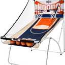 Hall of Games EZ Fold Premium Indoor Arcade Basketball Game with Steel Frame and Polycarbonate Backboard, Dual Shot Electronic Scoring with 6 Size 3 Balls Included, Perfect for Basement Game Rooms