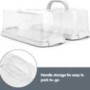 2-Pack Plastic Rectangular Bread Box with Clear Lid, Loaf Cake Keeper, Portable Bread Keeper Storage Container with Handle (White)