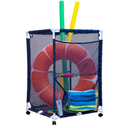 Essentially Yours Rolling Pool Storage Organizer Bin, Medium, (25.4" W x 25.4" L x 40" H), Blue / White Style 417227