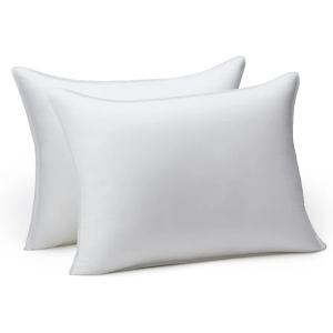 Amazon Basics Down Alternative Pillow for Back Side Sleepers, Medium Density, Standard Size, 26" x 20", 2-Pack, White Amazon Basics Down Alternative Pillow for Back Side Sleepers, Medium Density, Standard Size, 26" x 20", 2-Pack, White