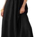 Kate Kasin Womens Short Sleeve Maxi Dress, Casual Summer Dress with Pockets, Beach Vacation Dresses 2026 (Black, L)