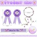 Chunful Butterfly Theme Mom to Be Sash Baby Shower Dad to Be Pin and Flower Crown Headband for Gender Reveals Party Baby Shower Party Favors Decorations for Girls Pregnancy Photo Props GiftsPurple