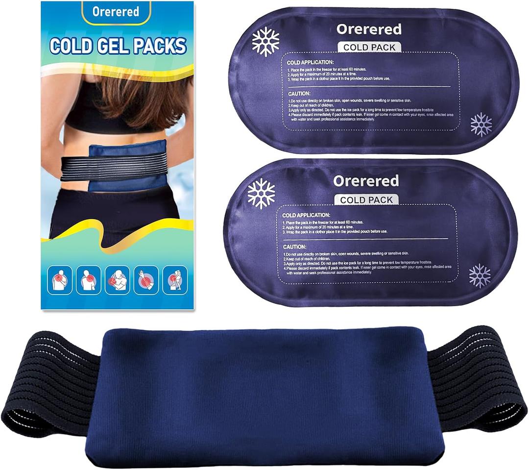 2 x Ice Packs for Injuries Reusable, 3-Piece Set Soft Cold Gel Packs | Soft Ice Wrap for Injury, Alleviate Joint and Muscle Pain - Gel Ice Pack Resuable for Back, Elbow, Shoulder(3pcs-Navy)