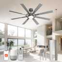 60 Inch Smart Ceiling Fan, Silver Indoor/Outdoor Ceiling Fans with Lights and Remote, Compatible with Alexa/Google/App, 3CCT Dimmable 6 Speeds Timing for Living Room Bedroom Patio