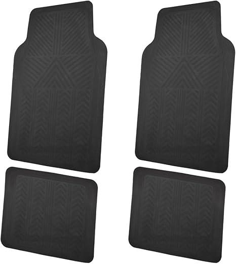Custom Accessories Universal Floor Mats for Cars, Trucks, and SUVs, Protect Against Everyday Wear, Trim to Fit for Full Coverage, Anti-Skid Backing, Black (4-Piece)