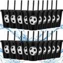Domensi 20 Pcs Soccer Party Favor Cups Bulk 16oz Soccer Cups Reusable Plastic Tumbler with Lid and Straw for Team Coach Friend Fan Men Women Gifts Party Favor Decoration Supplies (Black/White)