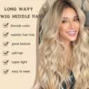 Blonde Wig for Women Long Wavy Blonde Wig Middle Part 26 Inch Wigs Heat Resistant Synthetic Wig for Daily Use