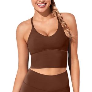 XUNYU Women Longline Sports Bra Workout Tank Tops Strappy Criss Cross Crop Fitness Gym Yoga Running Shirts (Large)