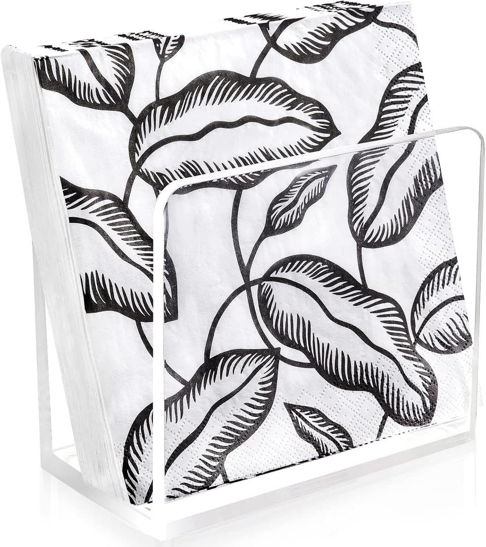 HBlife Napkin Holder, Acrylic Dining Table Dispenser for Cocktail Tissue, Clear Containers for Organizing Kitchen Paper