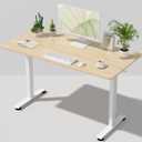 Veken 55 Inch Large Electric Standing Desk, 4 Memory Heights Adjustable,Sit to Stand Up, Work Home Office Computer Table for Study, Walking Pad, Writing, and Games, Wooden Desktop Desks, Nature Wood, 5523.6 Inch