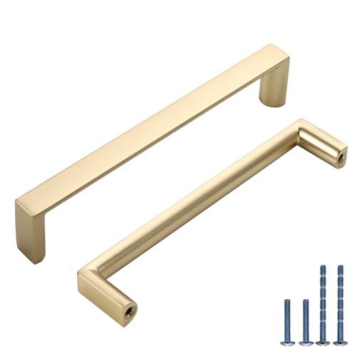 KNOKLOCK 10 Pack 5 Inch(128mm) Kitchen Cabinet Handles Brushed Gold Cabinet Pulls Kitchen Cabinet Hardware Drawer Pulls for Dresser Cupboard Wardrobe