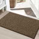 BEQHAUSE Dirt Trapper Door Mat 24" x 36", Non-Slip Washable Doormats Entrance Mat, Dirt Resistant and Absorbent Welcome Mat, Low Profile Floor Mats for Front Back Door and Entryway, Brown