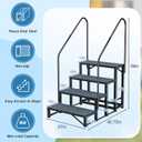 Rv Steps with Handrail 4 Step,Hot Tub Steps with Anti-Slip Mats,Heavy Duty Metal Mobile Home Stairs,Camper Steps for Travel Trailer,Portable Step Ladder for Spa,Pool and Porch