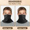 GXCROR Winter Neck Warmer, Reversible Fleece Gaiter Scarf, Windproof Face Mask for Men & Women (Black+light Gray (Child))